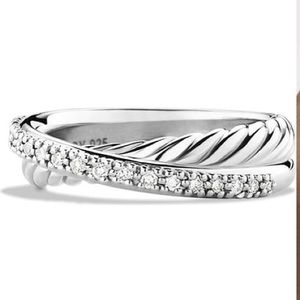 David Yurman crossover ring with diamonds size 7